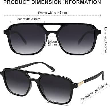Retro Aviator Solglasögon för Kvinnor Män, Trendiga Rektangulära Dam Herr Solglasögon SJ2202