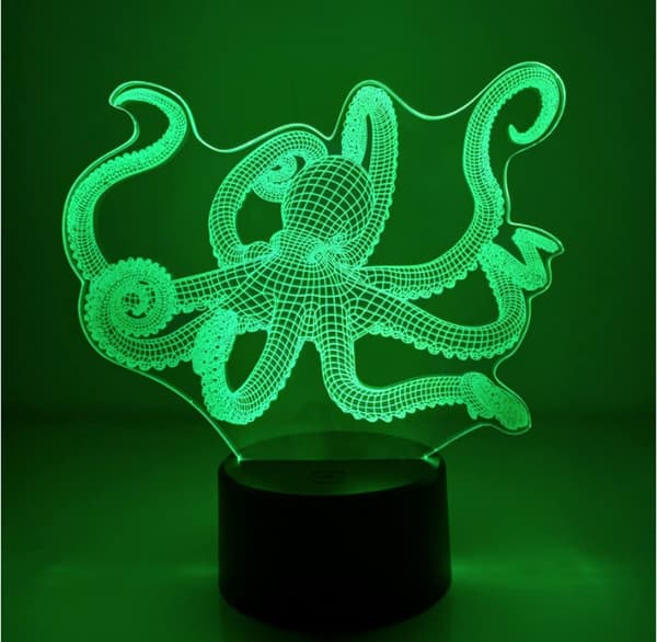 Optisk Illusion 3D Blæksprutte Natlampe 16 Farver Skiftende USB