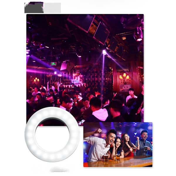 Selfie Ring Light, Clip-on Ring Light [Genopladelig] 3 Lys
