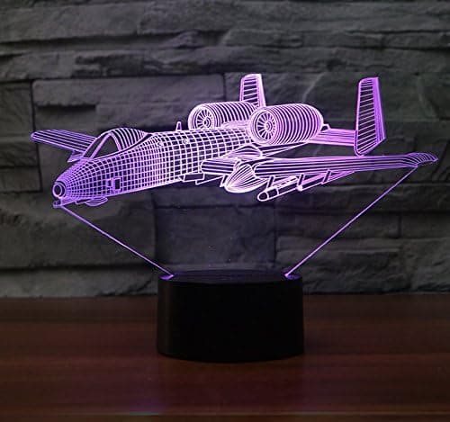 3D Krigsfly Jagerfly Nattlys USB Berøringsbryter Dekor Bordlampe