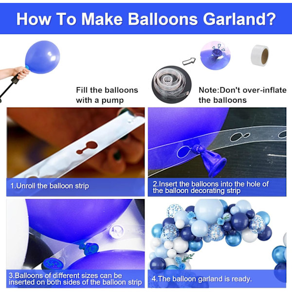 Sininen Ilmapallo Kaari Garland Kit, Laivastonsininen Ja Valkoinen Ilmapallo Kaari Kit Chrome Sininen Vauva Vaaleansininen Konfetti Ilmapallot, Eri Kokoinen Sininen Ilmapallo Blue