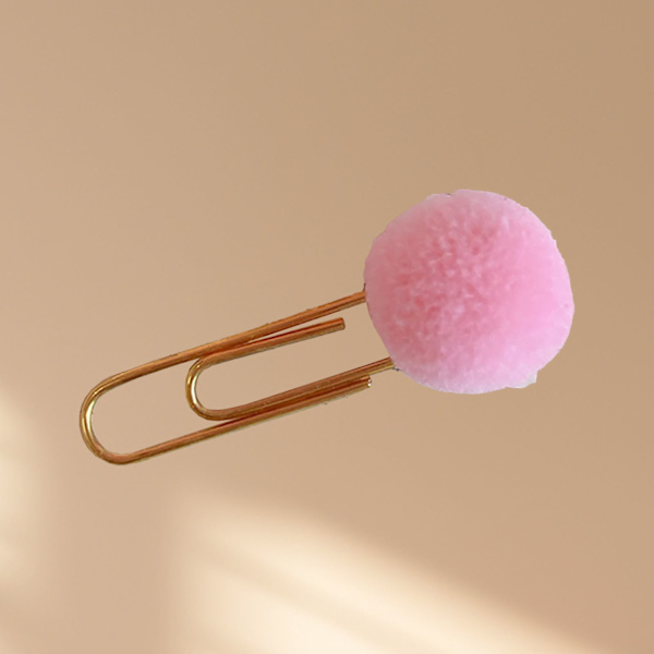 Rosa bollpappersklämma japansk stil rolig metall söt bollpappersklämma för studentkontor