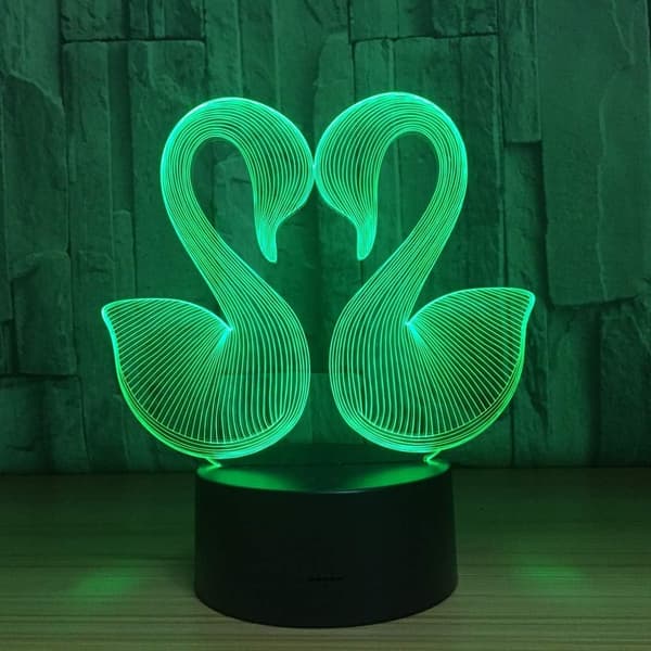 3D Illusjonslampe LED Svanenattlys Dyr Leker Kjærlighetspar