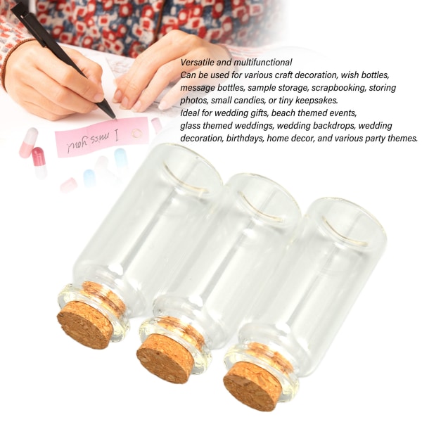 24 kpl halkaisijaltaan 20 mm lasinen drifting pullo läpinäkyvä toivomuspullo monikäyttöinen viestipullo hääjuhliin