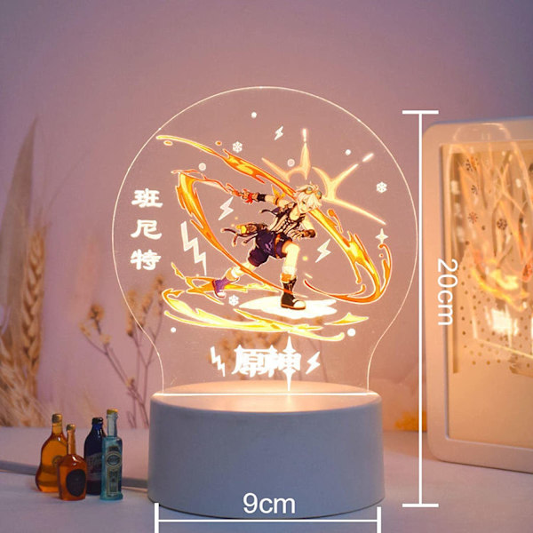 Genshin Impact Barbara 3D LED-akrylnattlampor 7 färger