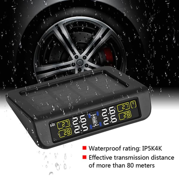 Bilsol & Mini USB Interface TPMS Dækpressionsovervågningssystem Alarm med 4 Eksterne Sensorer