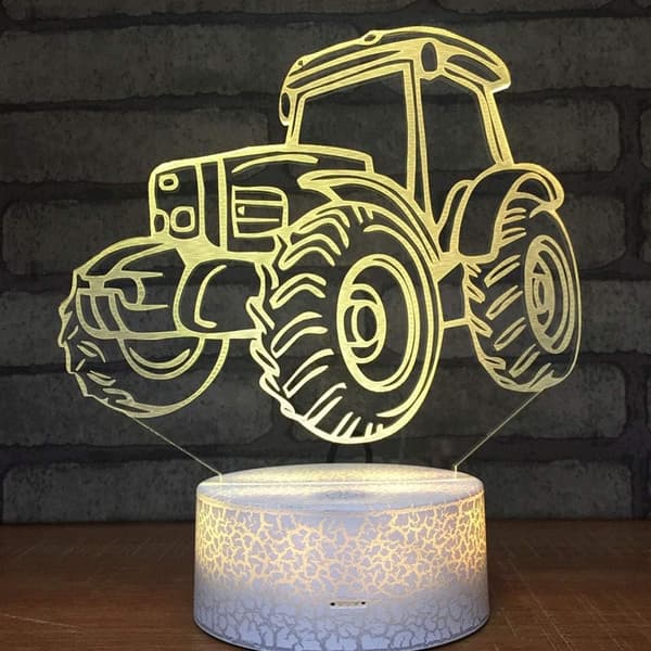 3D Kreative Gaver Traktor LED Lampe Abstrakt Optisk Illusjon