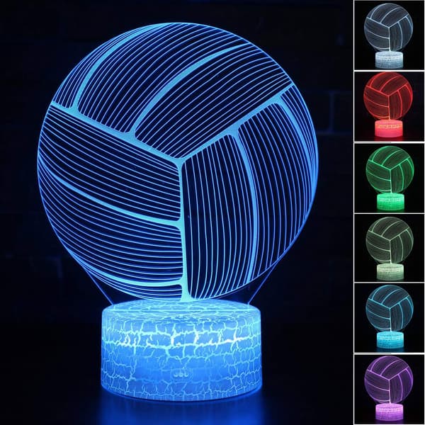 3D Illusion Volleyball Natlampe 16 Farveskift Touch Whi