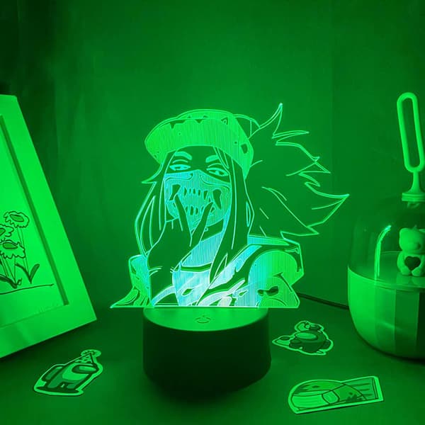 Spillfigur Akali Rogue Assassin Lamper 3D Led RGB Neon Natt