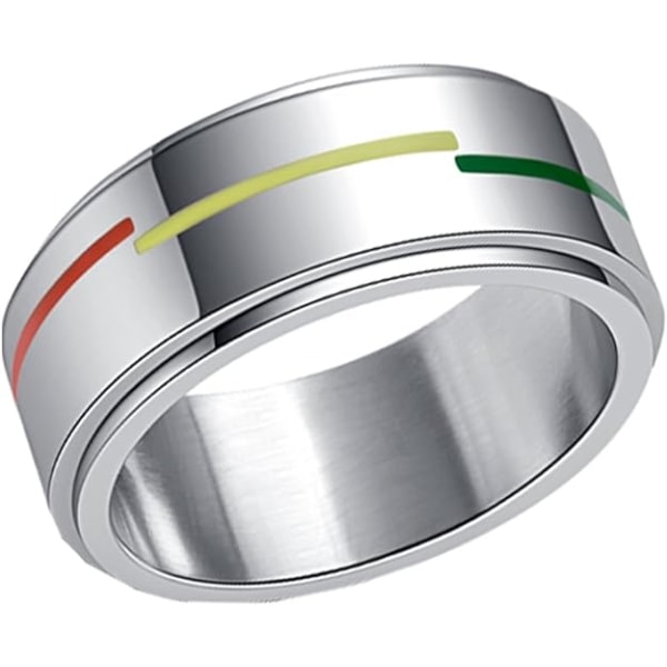 Unisex-aikuisille sopiva sateenkaarenvärinen LGBT-ylpeyspyörivä rengas ruostumattomasta teräksestä, 8 mm, US10