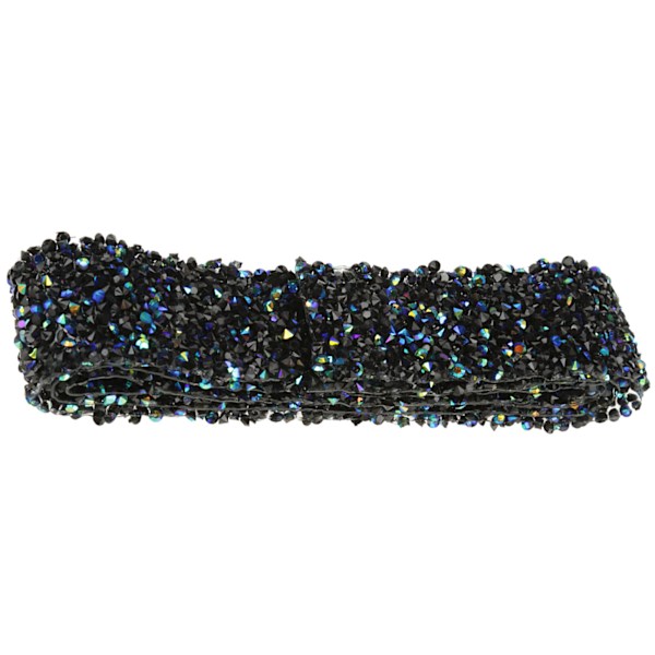 Diamantnät Wrap Rulle Sparkle Crystal Rhinestone Band Bröllopsdekoration (Blå & Svart)