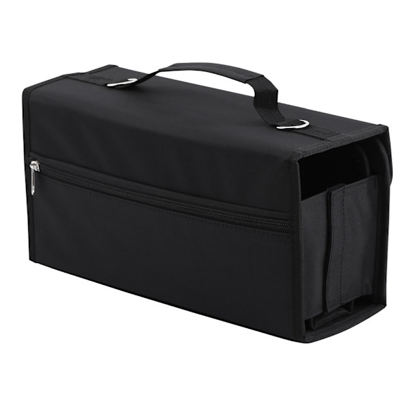80 Slots Multi Layer Høj Kapacitet Bære Markører Etui Opbevaring Penneholder Bærbar Taske Sort