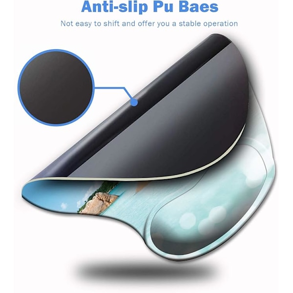 Ergonomisk musematte med håndleddsstøtte, søte musematter med sklisikker gummibase for hjemmekontor, studier, enkel skriving og smertelindring på stranden