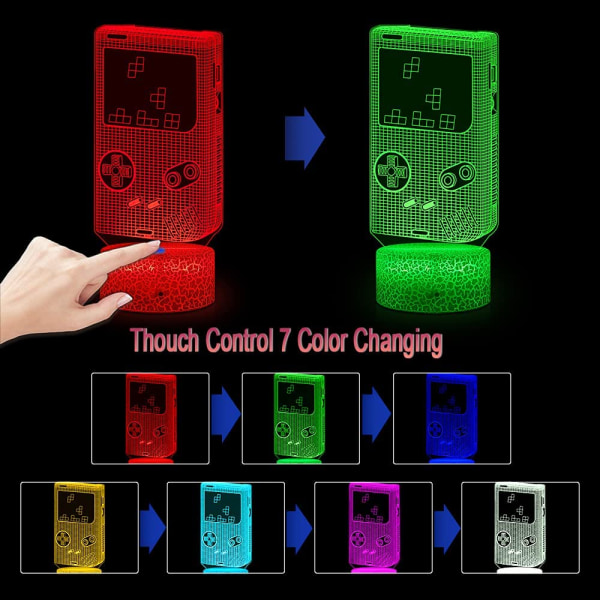 Tetris Handheld Game Lamp för spelrumsdekor, 16 färger Chan