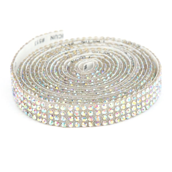 Rhinestoneband med 4 rader självhäftande rispärlor, glittrande bling-hartsremsa för hemdekorationer AB-färg