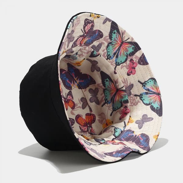Foldbar Vendbar Sommerhat med Sommerfugleprint