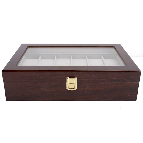 12 rutnät trä klocka display box arrangör handledsklockor förvaring trä låda fall arrangör