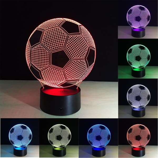 Fodbold Natlys til Drenge, 3D Illusion Lamper til Børneværelset, 7 Farver Touch Switch Seje Gaveideer til Piger Fødselsdag Jul
