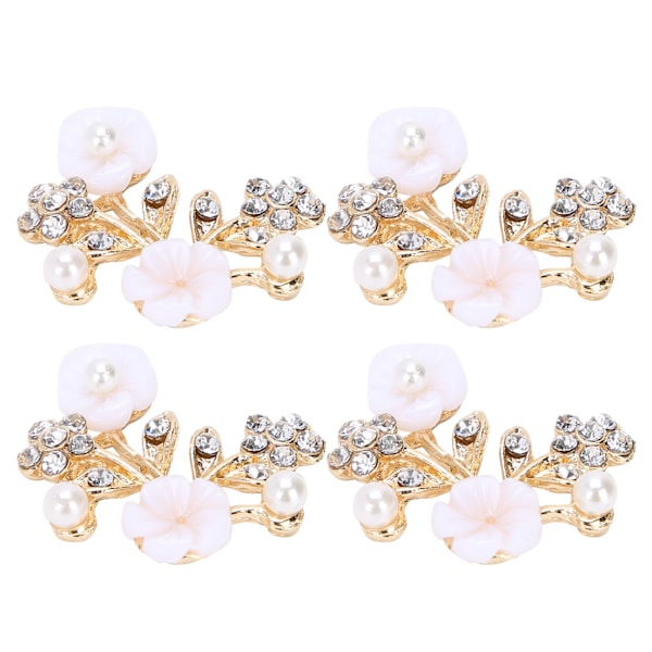 4 stk hule krystall blomstform spenne klær vesker sko spenne dekorasjon tilbehør 3,5x2,2 cm NR.2 perle blomst grenform spenne
