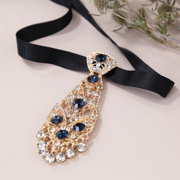 Diamond Ties - Förbundna paljettslips med justerbar längd - Blue