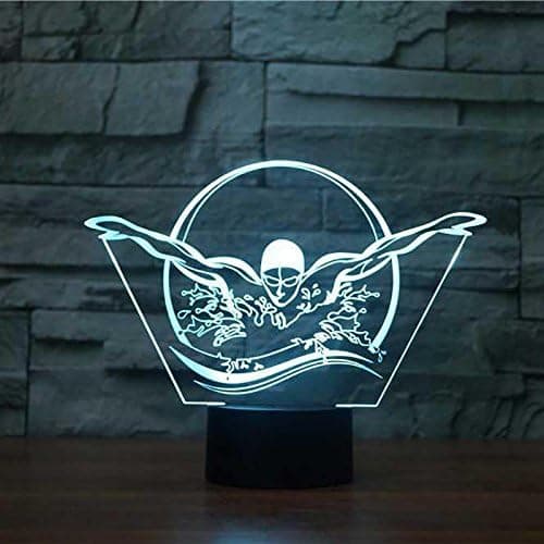 3D Svømming Nattlys Bord Skrivebord Optisk Illusjon Lamper 7
