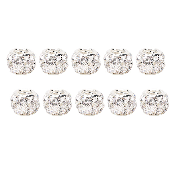 10 st Rhinestone Hål Pärla Rund Silver DIY Kläder Hängen Skor Tillbehör