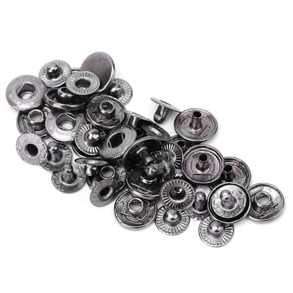 50 sæt rene messing trykknapper runde knap klud bagage dekoration tilbehør (10mm sort)