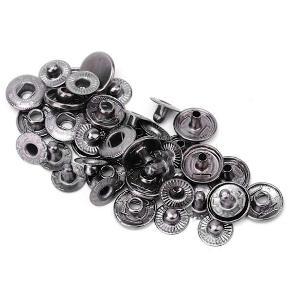 50 sett rene messing trykknapper runde knapp klær bagasje dekorasjonstilbehør (10mm svart)