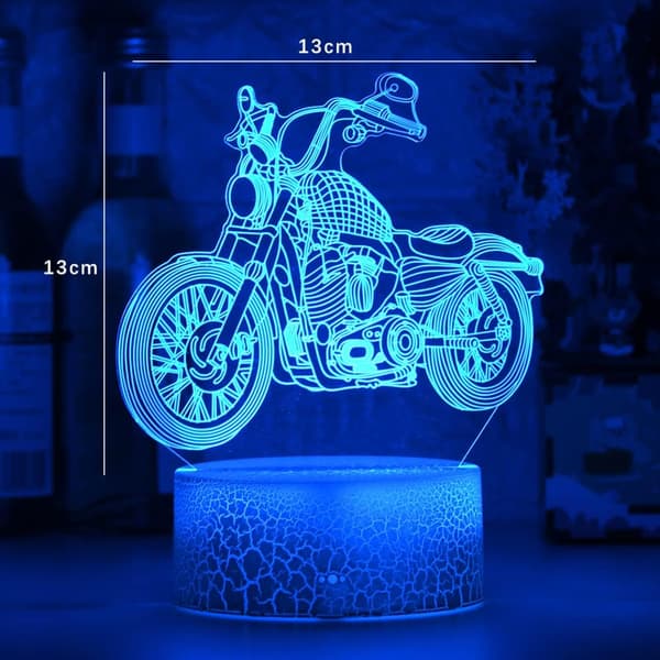 3D Illusion lampe Motorcykel Led Natlys, Børneværelse