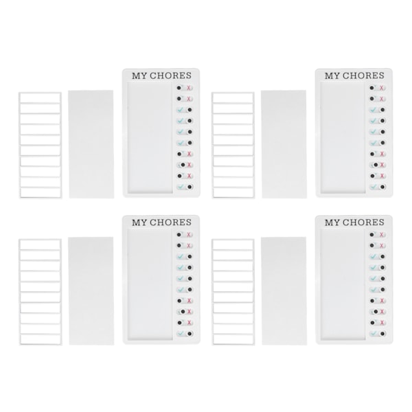 4 stk sjekklistetavle DIY produksjon resirkulerbar bærbar huskeliste sjekkliste avtakbar huskeliste for DIY melding reiseplan hvitt kort