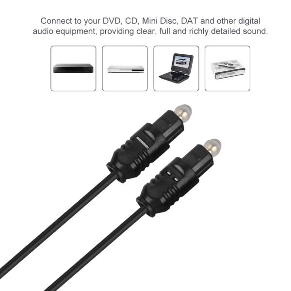 Nyt OD2,2 mm digitalt fiberoptisk lydkabel til TosLink-kabler MD DVD 3,0m