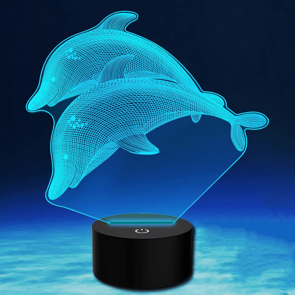 Dolphin Animal Toys 3D Illusion Night Light Smart Touch Lamp