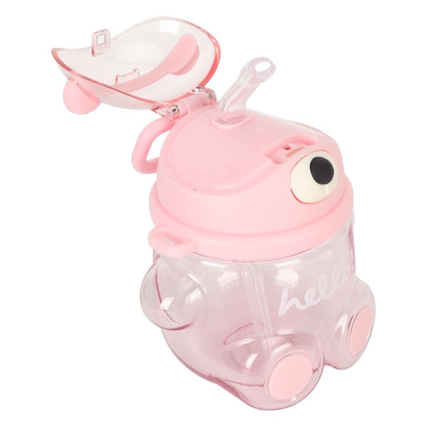 700 ml Bär Vattenflaska för Flickor Barn med Sugrör Justerbar Rem Cartoon Kawaii Vattenflaska för Shopping Vandring Rosa