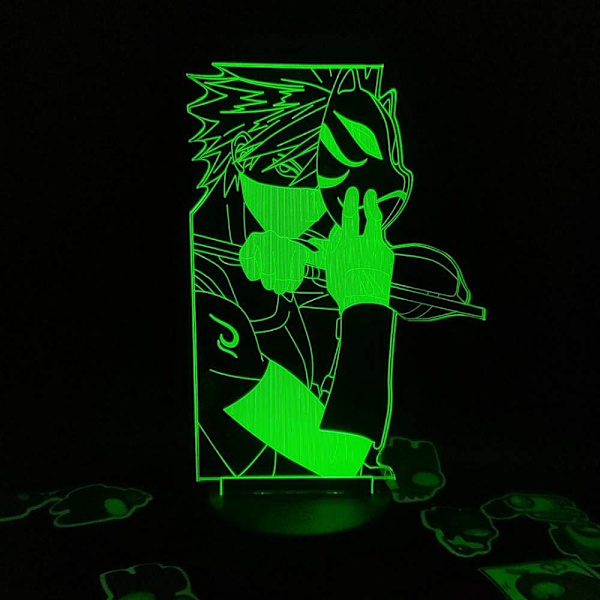 Naruto Kakashi Uchiha Sasuke 3D Illusionslampa Nattlampa Smart Touch, RGB-effekt USB-kabeldriven Kreativ 3D Japansk Animelampa