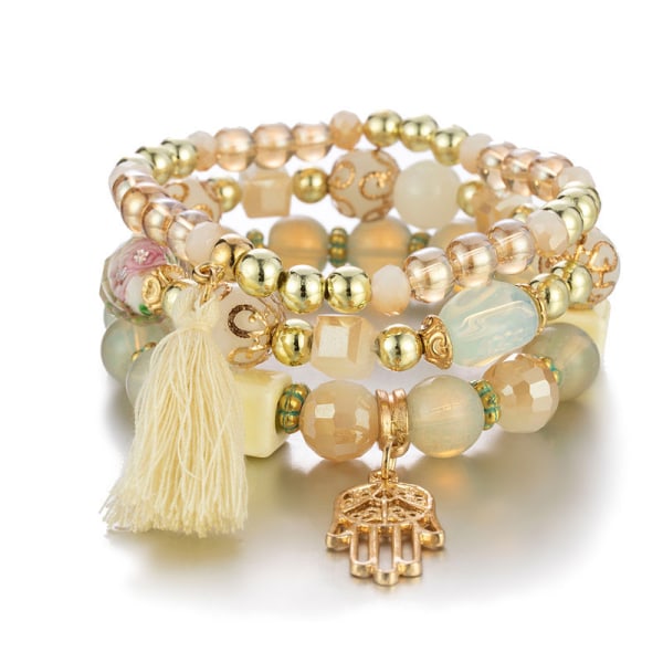 6 Set Bohemian Beads Armband Set för Kvinnor Flerskikts Tasse