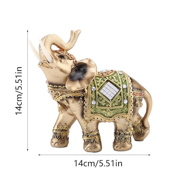 Heldig Feng Shui Grøn Elefant Statue Skulptur Rigdom Figur Gave Hjem Indretning L