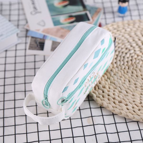 Stor Kapacitet Lærred Blyantsæske Pen Box Pung Stationery Makeup Kosmetik Taske(rhombisk)
