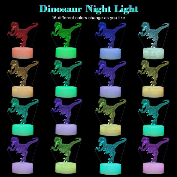 Dinosaurleker 3D Dinosaur Nattlys for Gutter Tyrannosaurus