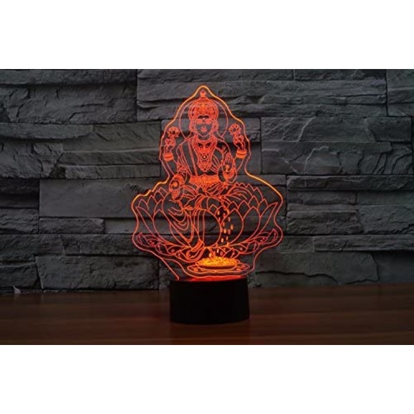 Buddha 3D LED Nattlampa med USB-beröringslampa som dekoration Julbelysning Fyra handfigurer Lyckobringande Deco-gåva