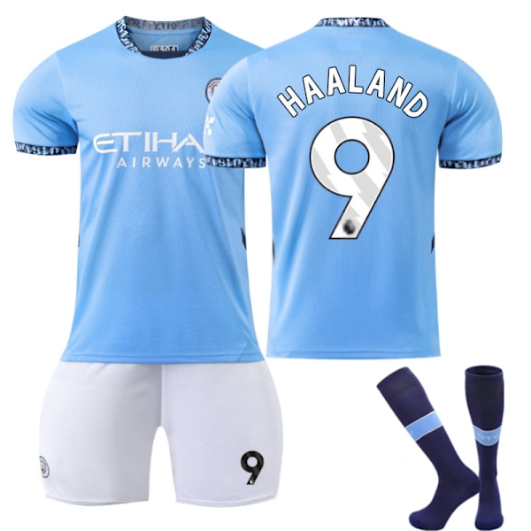 Fotbollströjor Manchester City NO.9 Haaland Fotboll för Pojkar med Fotbollströjor Shorts Strumpor, Fotbollströja Present till Pojkar 28
