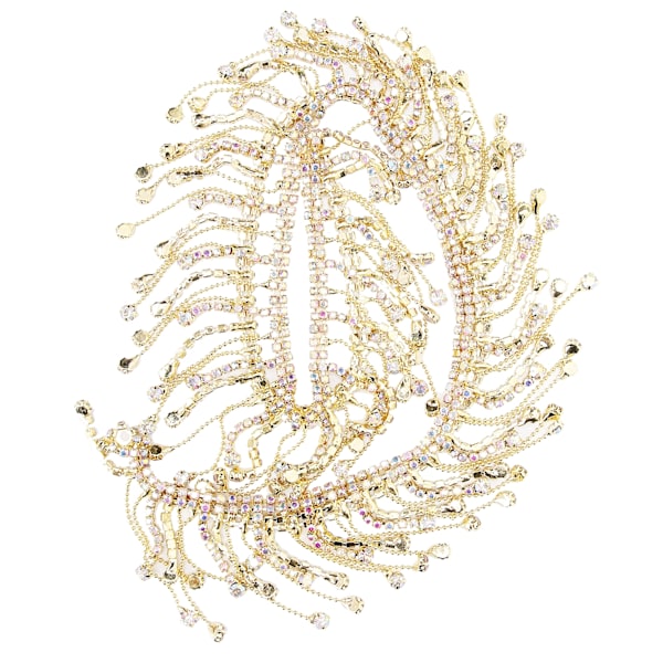 Rhinestone Tassel Chain Fringe Brudapplikation Trim Crystal Kläder Väska Dekoration Golden AB Färgglad