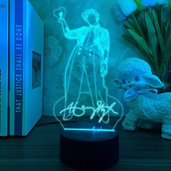 Harry Edward Styles 3D Sångare Idol Nattlampa Harry Styles lampa Present till Fans Sovrumsdekoration Ljus Led Sensor Färgbyte Arbetsbordslampa (16 Färger