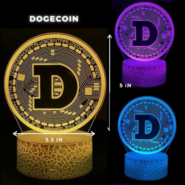 coin 3D LED Natlampe Bitcoin Crypto Måne Revnet Base 7