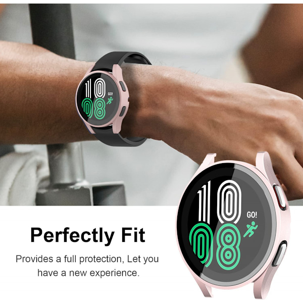 Kompatibel med Samsung Galaxy Watch 4 40mm Skal Härdat Glas Skärmskydd Hård Matt PC Skyddande Ram Repskyddande Fullt Skydd Gala