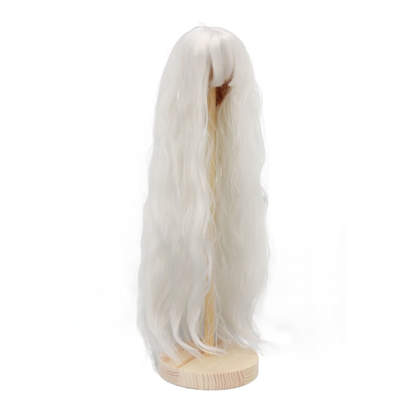 Nuken hiusperuukki korkean lämpötilan lanka pitkät hiukset 1/3 tee-se-itse aaltoileva nuken korvaava peruukki 8,3–9,4 tuuman nukelle Lunar White