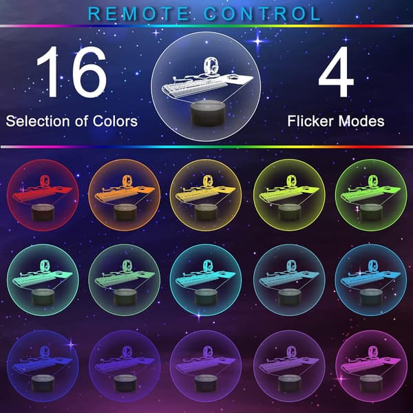 3D Gamepad Illusionslampe, Natlampe med Spilcontroller med R