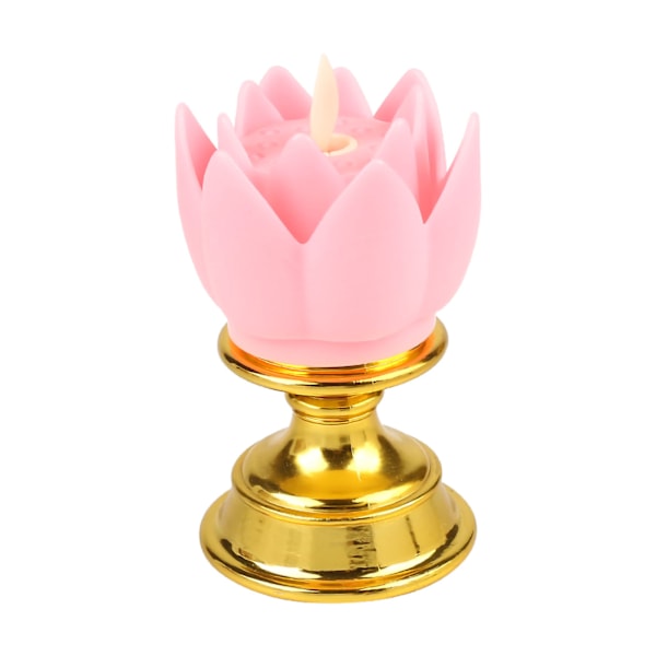 LED Lotus Lampe Simulert Stearinlys Design Mykt Naturlig Lys Lotus Blomsterlys Buddha Lampe Dekorasjon Rosa