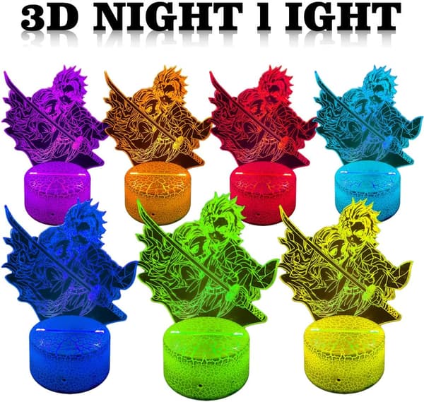 3D Illusion Anime Lampe til Børn, Farveskiftende Natlamper