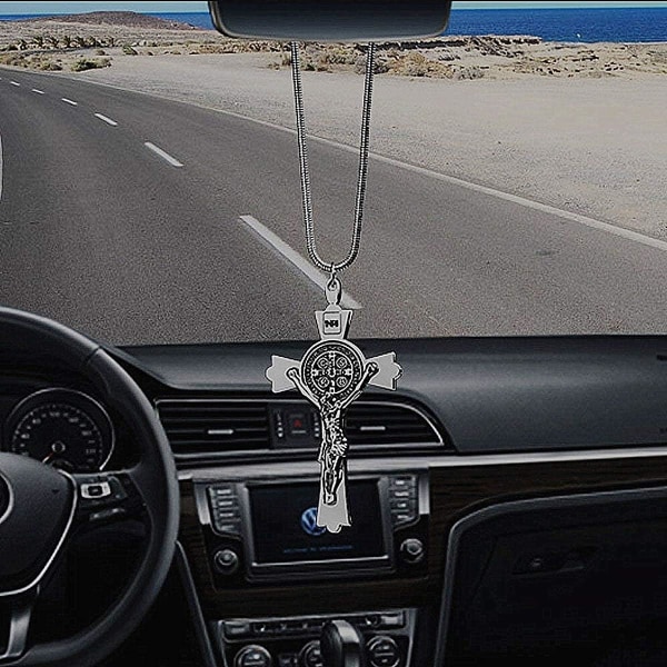 Auton koristeet Metalli ja Kristalli Timantti Risti Jeesus Kristillinen Auton Takapeilin Ripustin Ripustettava Auton Muotoilu Tarvikkeet Auto Dekoraatio