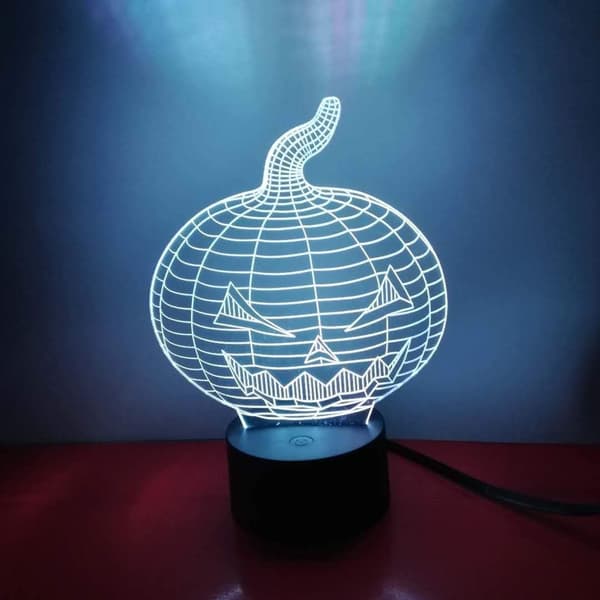 3D Halloween Græskar Natlampe LED Illusionslampe Sengelampe D